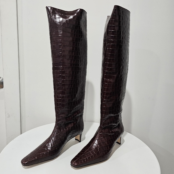 STAUD Wally Croc Embossed Leather Boots - rare - Picture 3 of 7